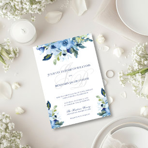 Invitation Juliette Elegant Dusty Blue Floral Mariage