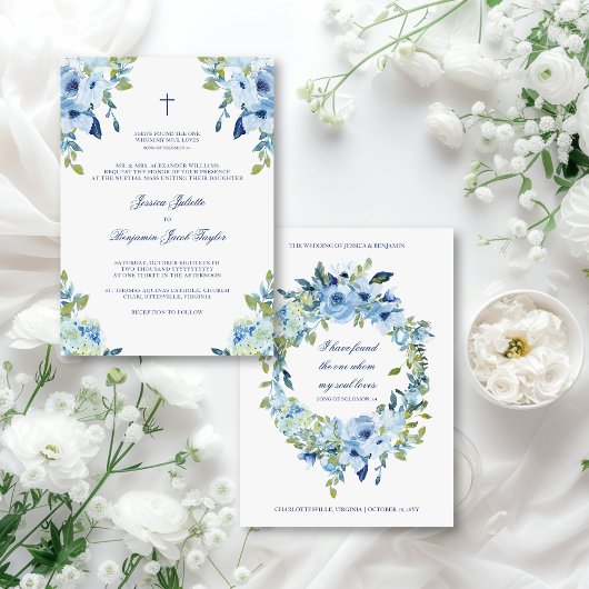 Invitation Juliette Floral Dusty Mariage catholique