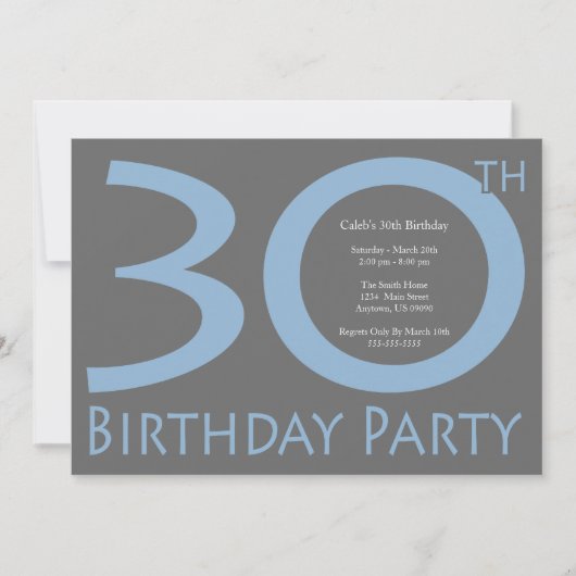 Invitation Jumbo Numbers Anniversaire (bleu / gris) (Devant)