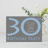 Invitation Jumbo Numbers Anniversaire (bleu / gris) (Debout devant)