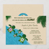 Invitation JUMEAU d'invitation de baby shower de TORTUE de (Devant / Derrière)