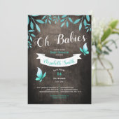 Invitation Jumeau neutre couleur couleur genre bébé douche (Debout devant)