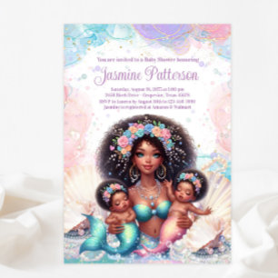 Invitation Jumeaux Africains Baby Shower Sirène