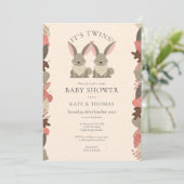 Invitation Jumeaux Animaux de la Forêt Couples Baby Shower (Debout devant)