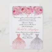 Invitation Jumeaux Anniversaire Rose et Or (Devant / Derrière)