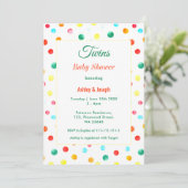 Invitation Jumeaux Baby shower coloré Fiesta Confetti (Debout devant)