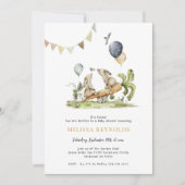 Invitation Jumeaux | Baby shower de lapin de printemps (Devant)