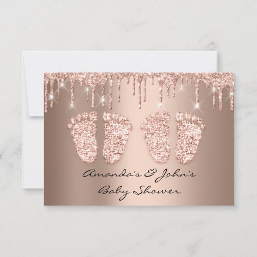 Invitation Jumeaux Baby shower Pieds Parties scintillant Driv (Dos)