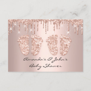 Invitation Jumeaux Baby shower Pieds Rose Drives Girl Boy