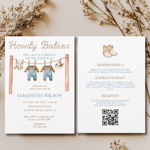 Invitation Jumeaux Bébé Cow-Boy Tout En Un Howdy