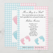 Invitation Jumeaux bleu et rose Saupoudrer la douche Invitati (Devant / Derrière)