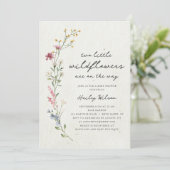 Invitation Jumeaux Boho Little Baby shower Fleur sauvage (Debout devant)