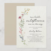 Invitation Jumeaux Boho Little Baby shower Fleur sauvage (Devant / Derrière)