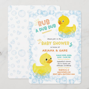 Invitation Jumeaux Canard en Caoutchouc Baby Shower