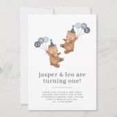 Invitation Jumeaux - Casquettes de la fête des ours - 1er ann (Devant)