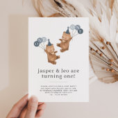 Invitation Jumeaux - Casquettes de la fête des ours - 1er ann