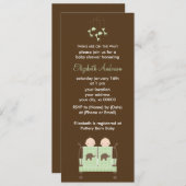 Invitation Jumeaux dans le baby shower vert de huche (Devant / Derrière)