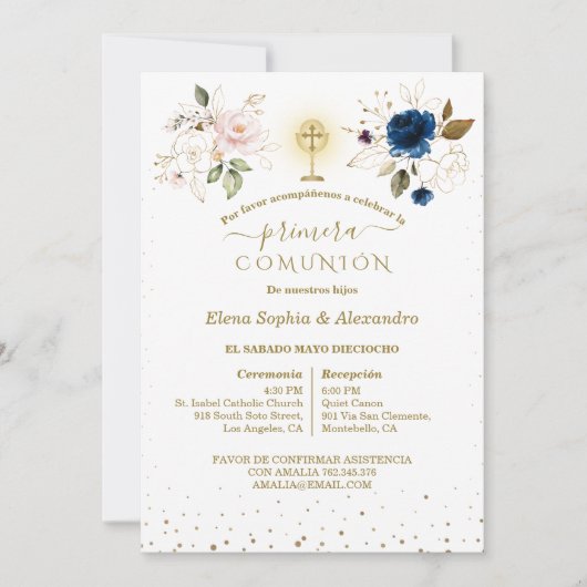 Invitation Jumeaux de première communion (Devant)