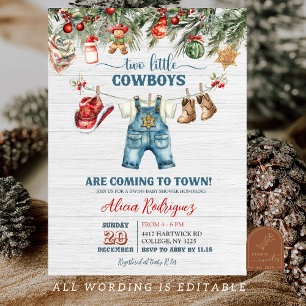 Invitation Jumeaux de vacances de cow-boy Little Baby Shower