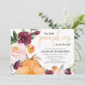 Invitation Jumeaux deux petits citrouilles tombent baby showe (Debout devant)