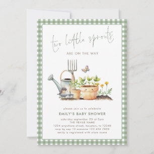 Invitation Jumeaux Deux Petits Pousses Sage Gingham Baby Show