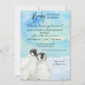 Invitation Jumeaux d'hiver Baby Shower Pingouin Bébé Froid à (Devant)