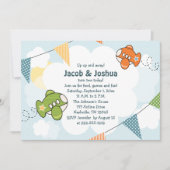 Invitation Jumeaux d'invitations d'anniversaire d'avion (Devant)