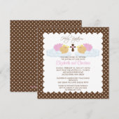 Invitation Jumeaux doux, bébés filles Saint-Baptême s'incarne (Devant / Derrière)