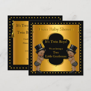 Invitation Jumeaux Fête de Naissance Garçons Petit Gentleman