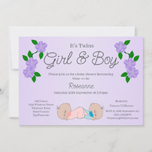 Invitation Jumeaux Fille Et Garçon Baby Shower