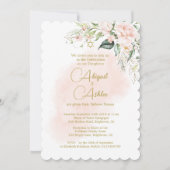 Invitation Jumeaux Fille Juive Baptême Bébé Nommage Aquarelle (Devant)