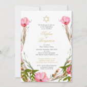 Invitation Jumeaux Floral Baby Naming Star de David (Devant)