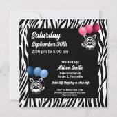 Invitation Jumeaux Fraternal Zebra sur Baby shower noir (Dos)