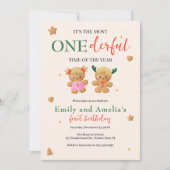 Invitation Jumeaux Jumeaux Jumeaux de Noël 1er anniversaire (Devant)