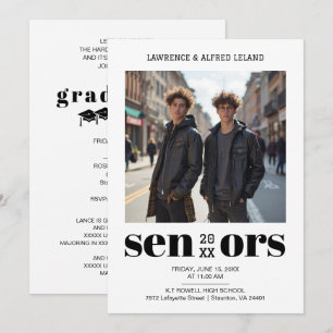 Invitation Jumeaux modernes audacieux Diplômés seniors frères