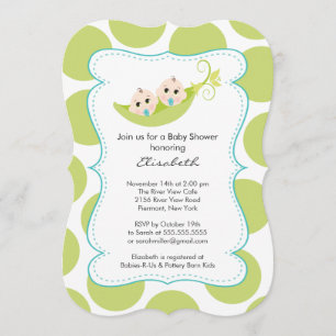 Invitation Jumeaux Modernes Dans Baby shower Pea Pod