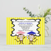 Invitation Jumeaux Monkeying autour l'invitation d'obtention (Debout devant)