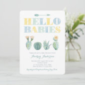 Invitation Jumeaux neutres ou Baby showers mixtes (Debout devant)