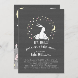 Invitation Jumeaux peu d'invitation de baby shower de lapin