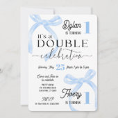 Invitation Jumeaux rejoignent l'anniversaire Blue Coquette (Devant)