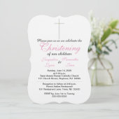 Invitation Jumeaux Rose pour Baptême (Debout devant)