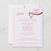Invitation Jumeaux Roses Chouettes Un Baby shower (Dos)