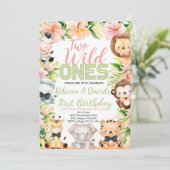 Invitation Jumeaux Safari Anniversaire, Jungle WILD Ones Anim (Debout devant)