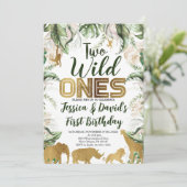 Invitation Jumeaux Safari Anniversaire, Jungle WILD Ones Anim (Debout devant)