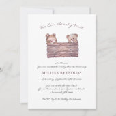 Invitation Jumeaux | Teddy Bear "Bearly Wait" Baby shower (Devant)