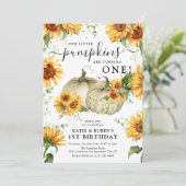 Invitation Jumeaux Tournesol automne Citrouilles 1er Annivers (Debout devant)