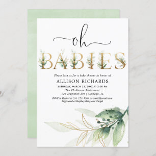 Invitation Jumeaux triplets genre neutre baby shower de verdu