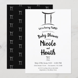 Invitation Jumeaux Zodiaque Mai Juin Baby Shower Astrologie
