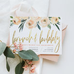 Invitation Jumelage or moderne Brunch & Fleurs mousseuses<br><div class="desc">Un design moderne de douche nuptiale avec lettrage en or, fleurs rose et crème, verdure luxuriante et typographie contemporaine. Les cartes retournent à une image de lavage à l'aquarelle vert foncé. Cliquez sur "Personnalisez ce modèle" pour créer vos propres invitations ! Voir le lien de collection sur cette page ou...</div>