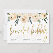 Invitation Jumelage or moderne Brunch & Fleurs mousseuses (Devant)